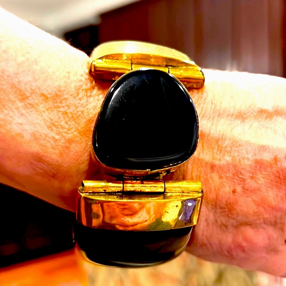 Elephant bone black and gold very large bracelet.